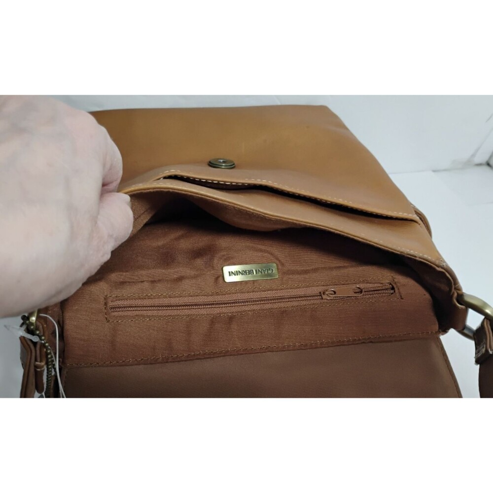 Vintage GIANI BERNINI Brown Leather Crossbody Purse 9x9 NWD - Picture 12 of 16